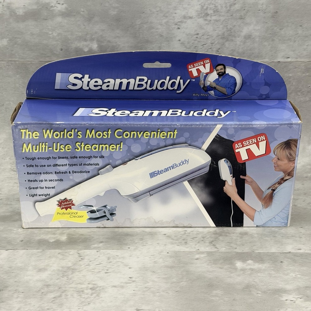 STEAMBUDDY MULTI-USE HANDHELD CLOTHES GARMENT STEAMER WITH CREASER HOME/TRAVEL
